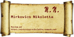 Mirkovics Nikoletta névjegykártya